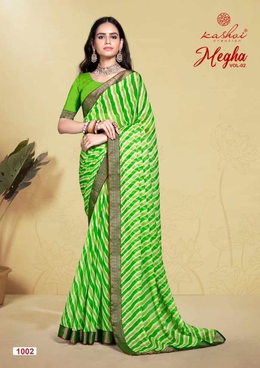 Kashvi Creation Megh Vol 2 Chiffon Wholesale Fancy Sarees Catalog — Wholesale Sarees, Kashvi Creation wholesale from Surat - Gallery Image 8